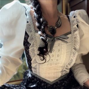 Tea Party 1970’s Vintage Black Calico Gunne Sax Midi Dress